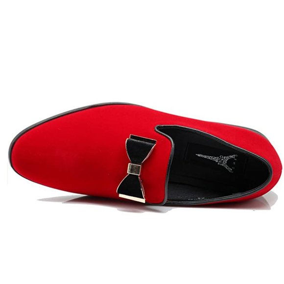 Men's Vintage Bow Tie Velvet Dress Loafers Slip On Fashion Shoes Classic Tuxedo - Picture 5 of 6